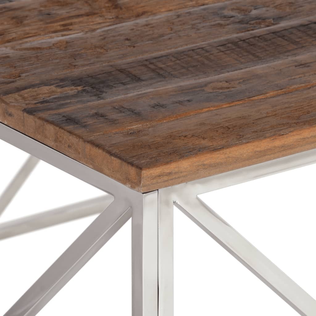 Table basse argenté inox et bois de mélèze massif - XIOS