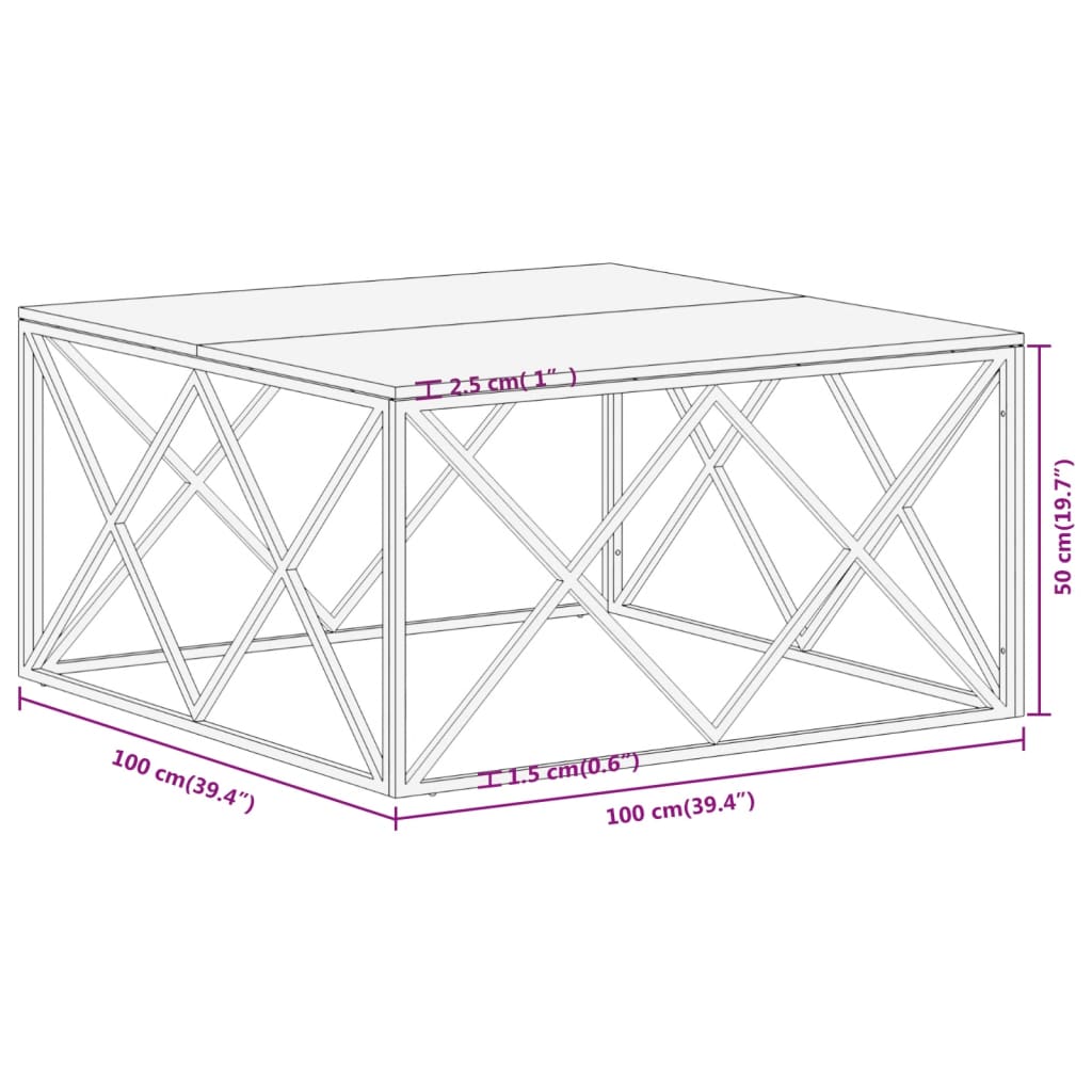 Table basse doré acier inoxydable et bois de mélèze massif - XIOS