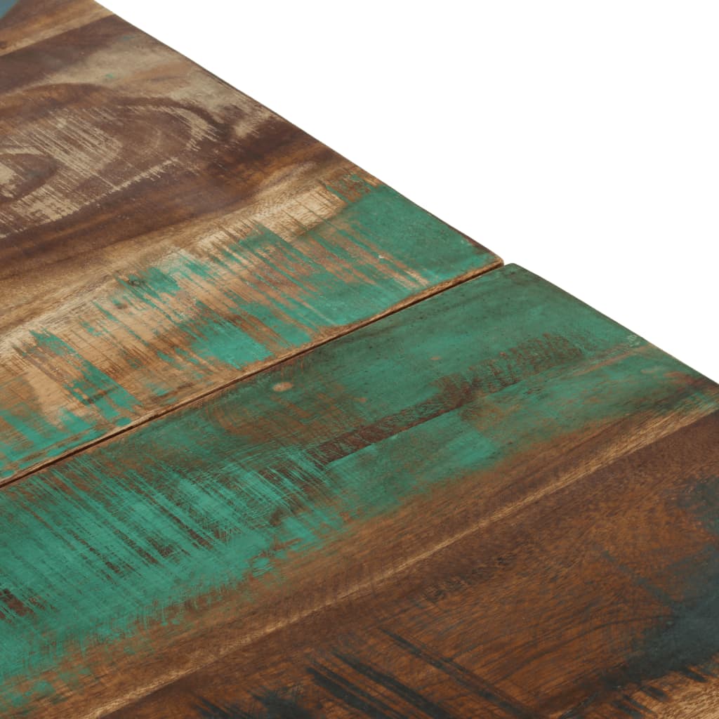 Table basse argenté inox et bois de récupération massif - XIOS