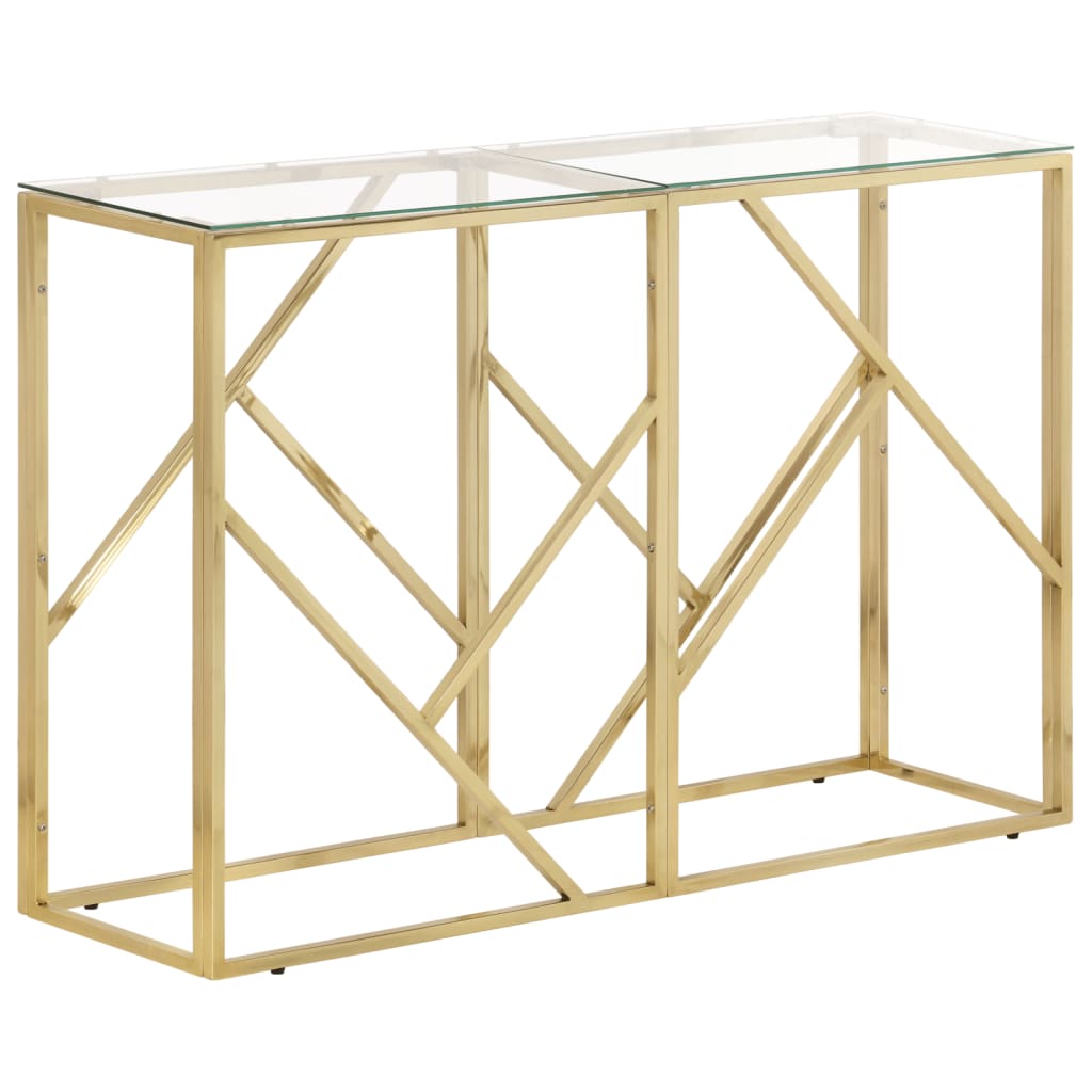 Table console doré acier inoxydable et verre trempé Tables d'appoint vidaXL   