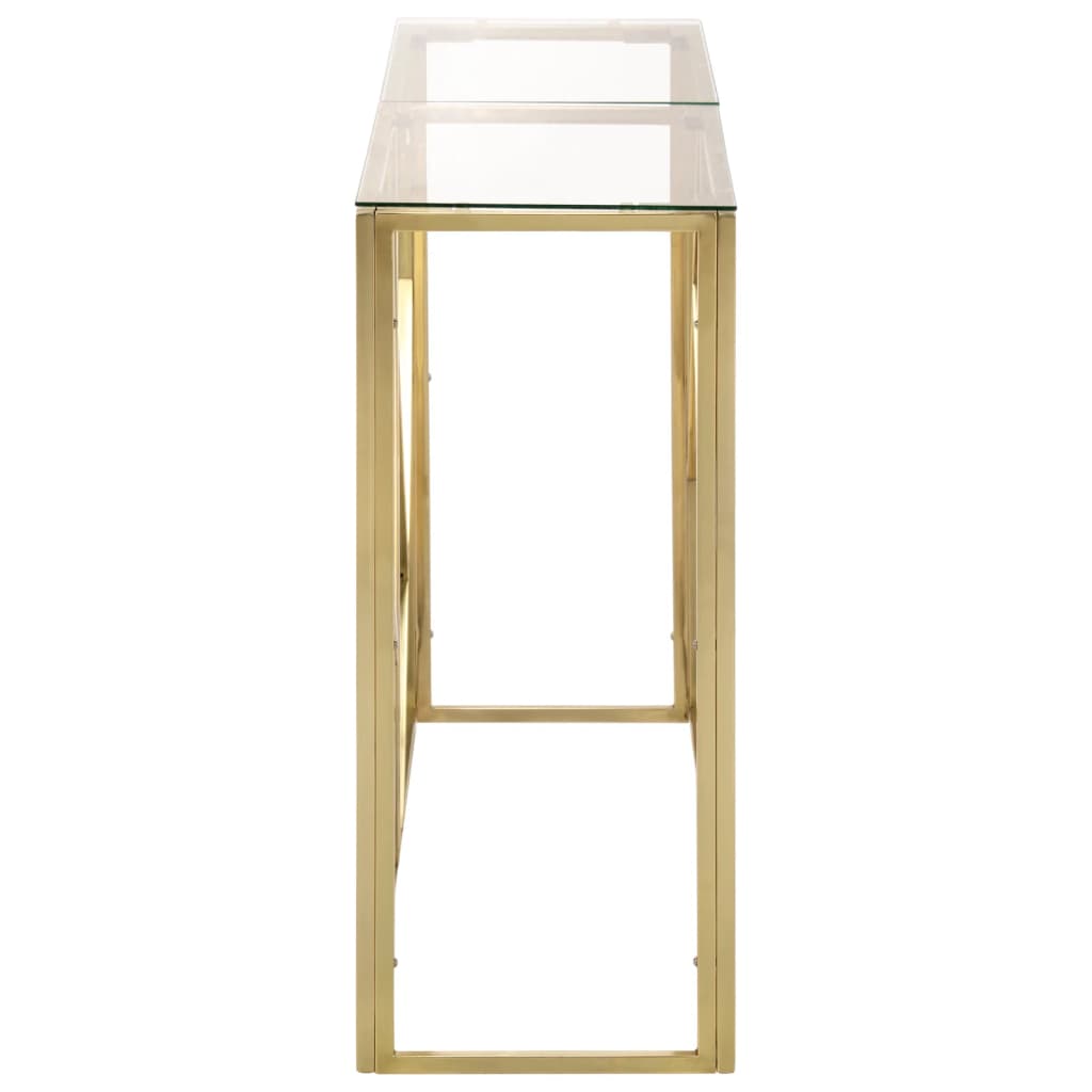 Table console doré acier inoxydable et verre trempé Tables d'appoint vidaXL   