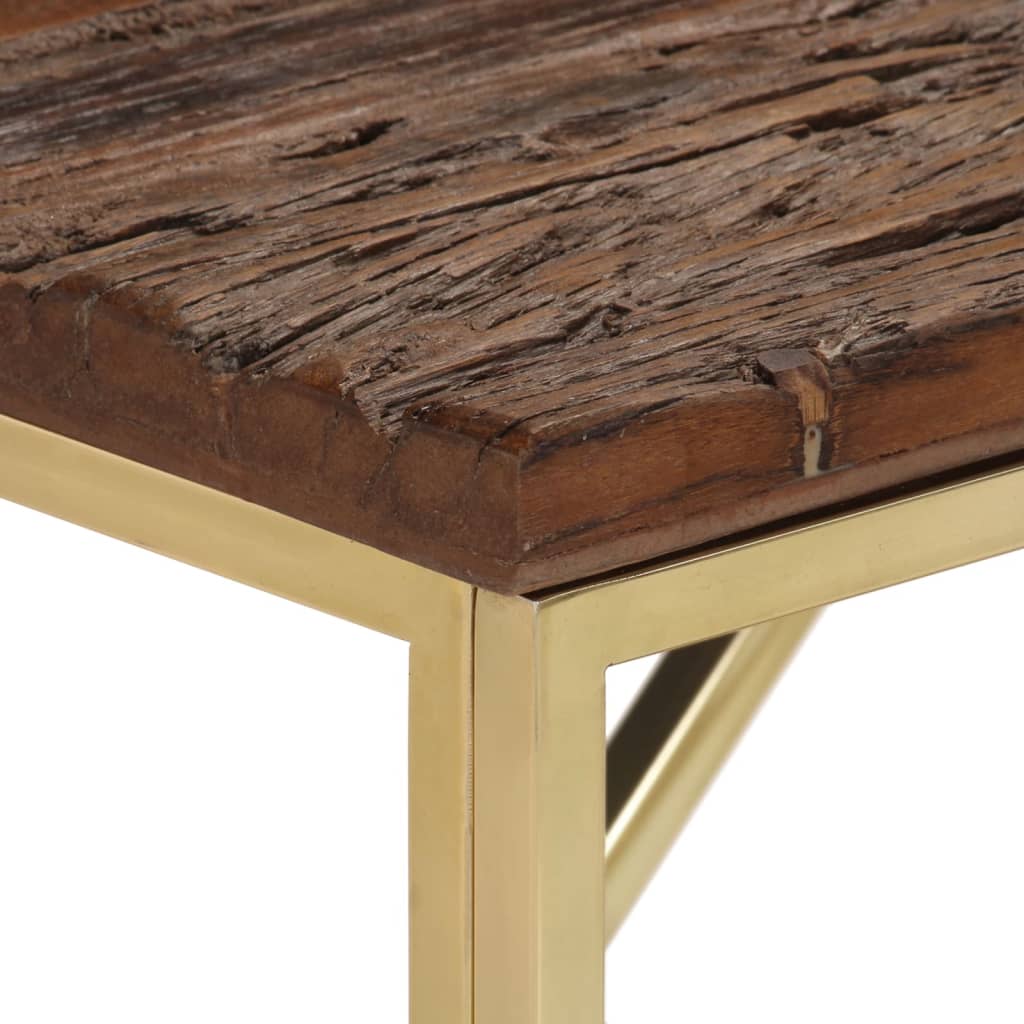 Table console doré acier inoxydable et bois de mélèze massif - XIOS