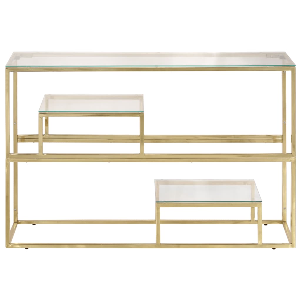 Table console doré acier inoxydable et verre trempé Tables console vidaXL