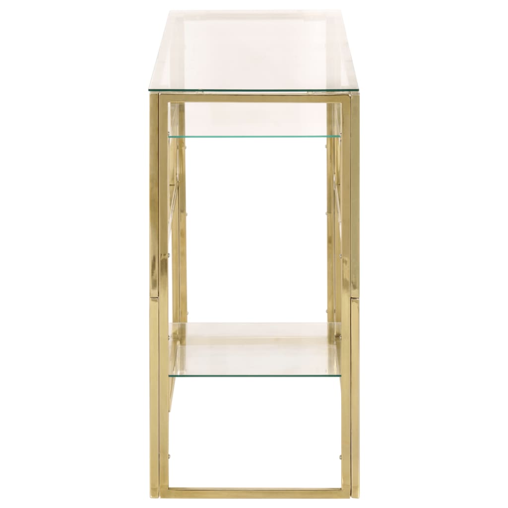 Table console doré acier inoxydable et verre trempé Tables console vidaXL