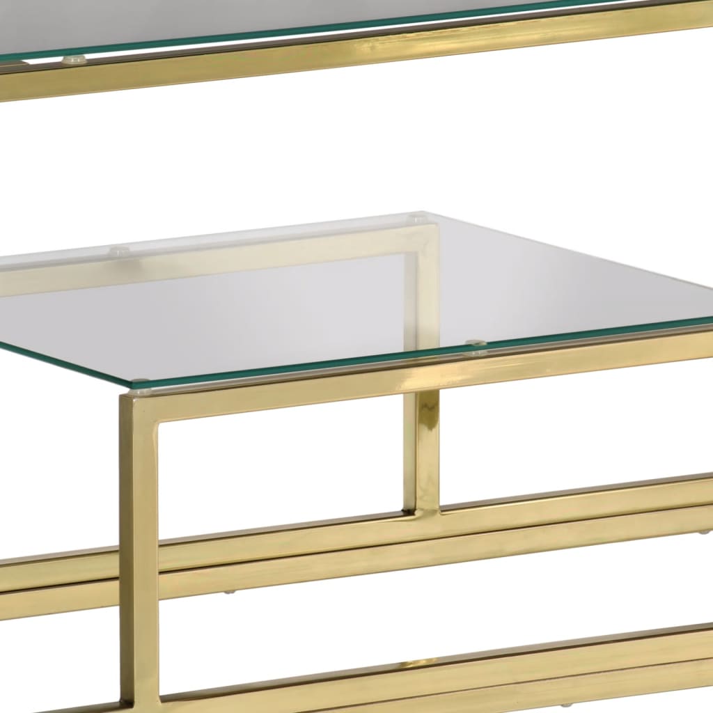 Table console doré acier inoxydable et verre trempé Tables console vidaXL