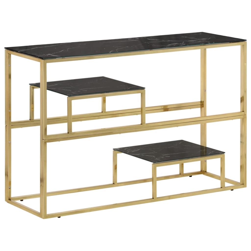 Table console doré acier inoxydable et verre trempé Tables console vidaXL