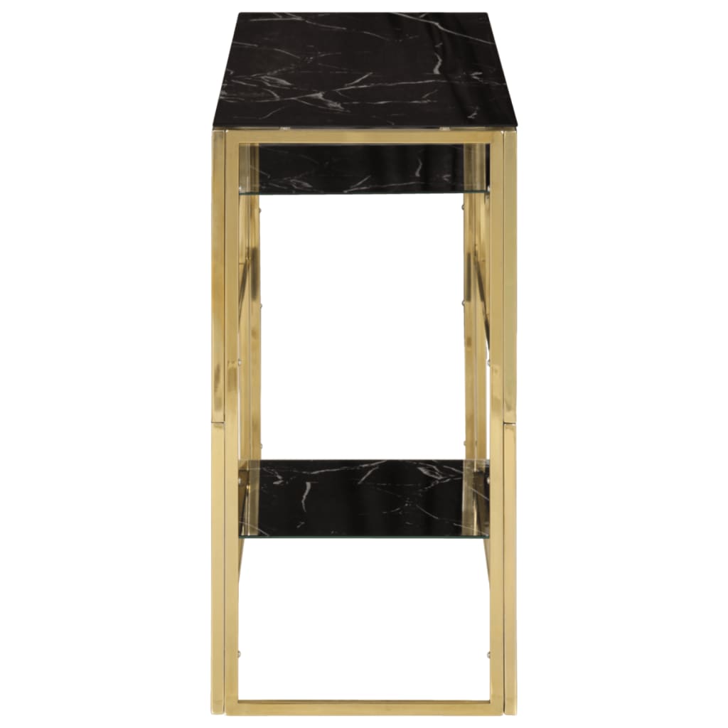 Table console doré acier inoxydable et verre trempé Tables console vidaXL