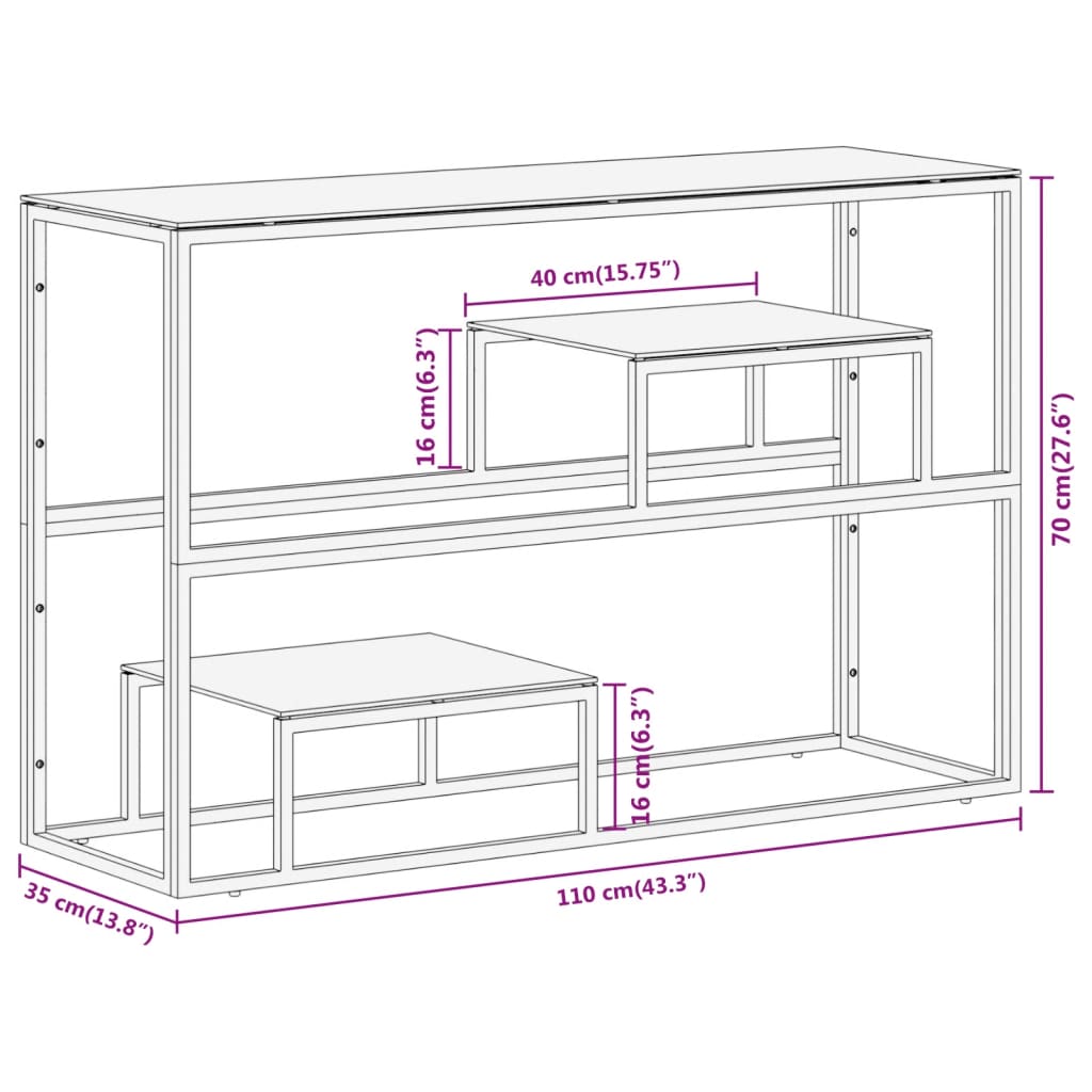 Table console doré acier inoxydable et verre trempé Tables console vidaXL