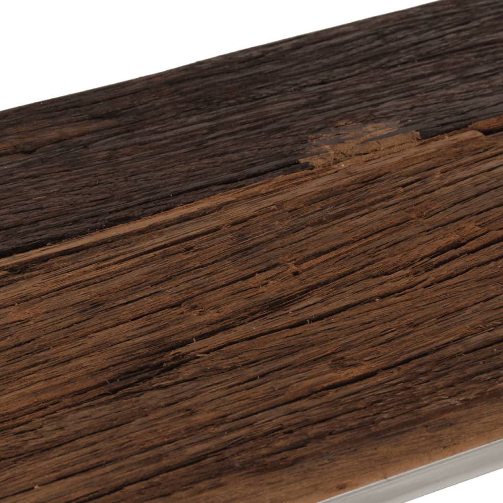 Table console argenté inox et bois de mélèze massif - XIOS