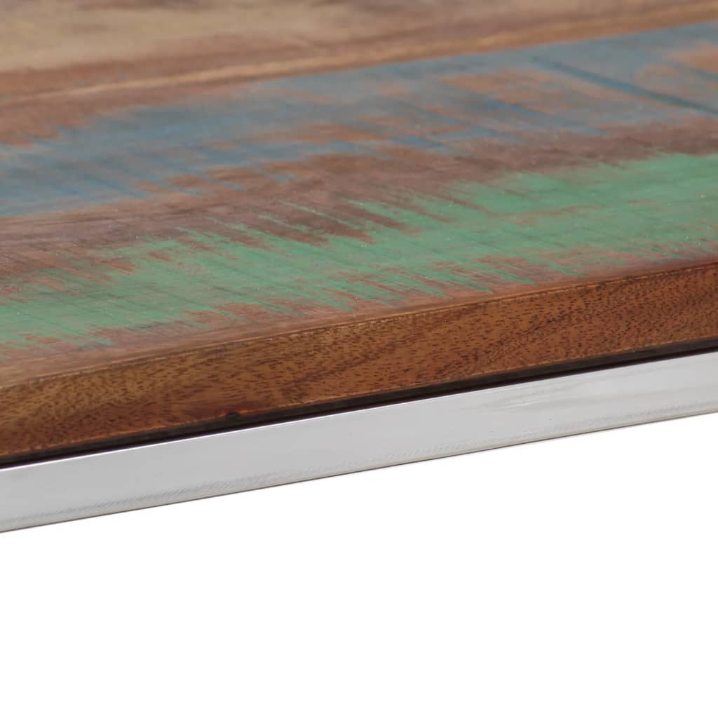 Table console argenté inox et bois de récupération massif - XIOS