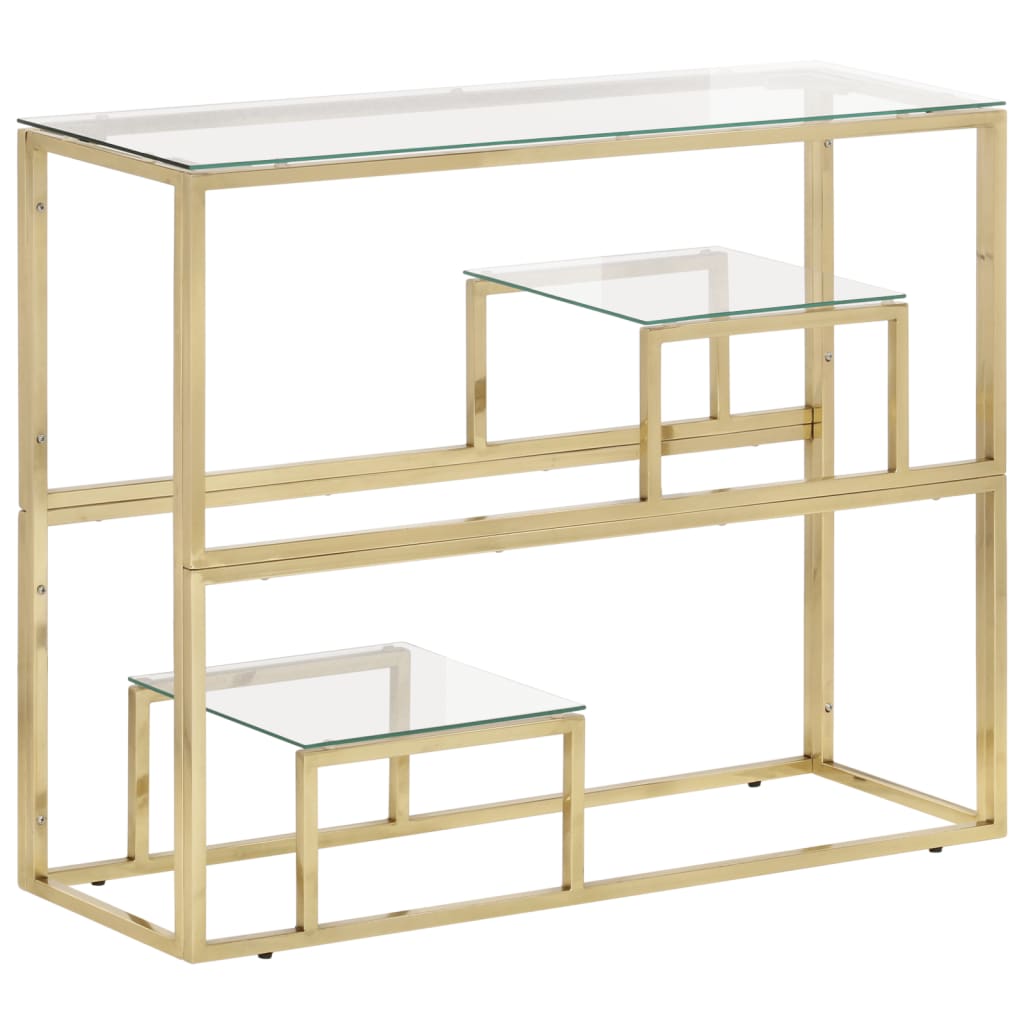 Table console doré acier inoxydable et verre trempé - XIOS