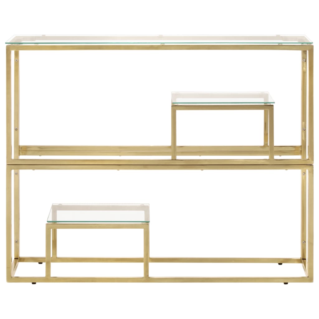 Table console doré acier inoxydable et verre trempé - XIOS