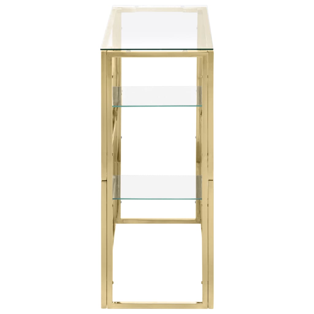 Table console doré acier inoxydable et verre trempé - XIOS