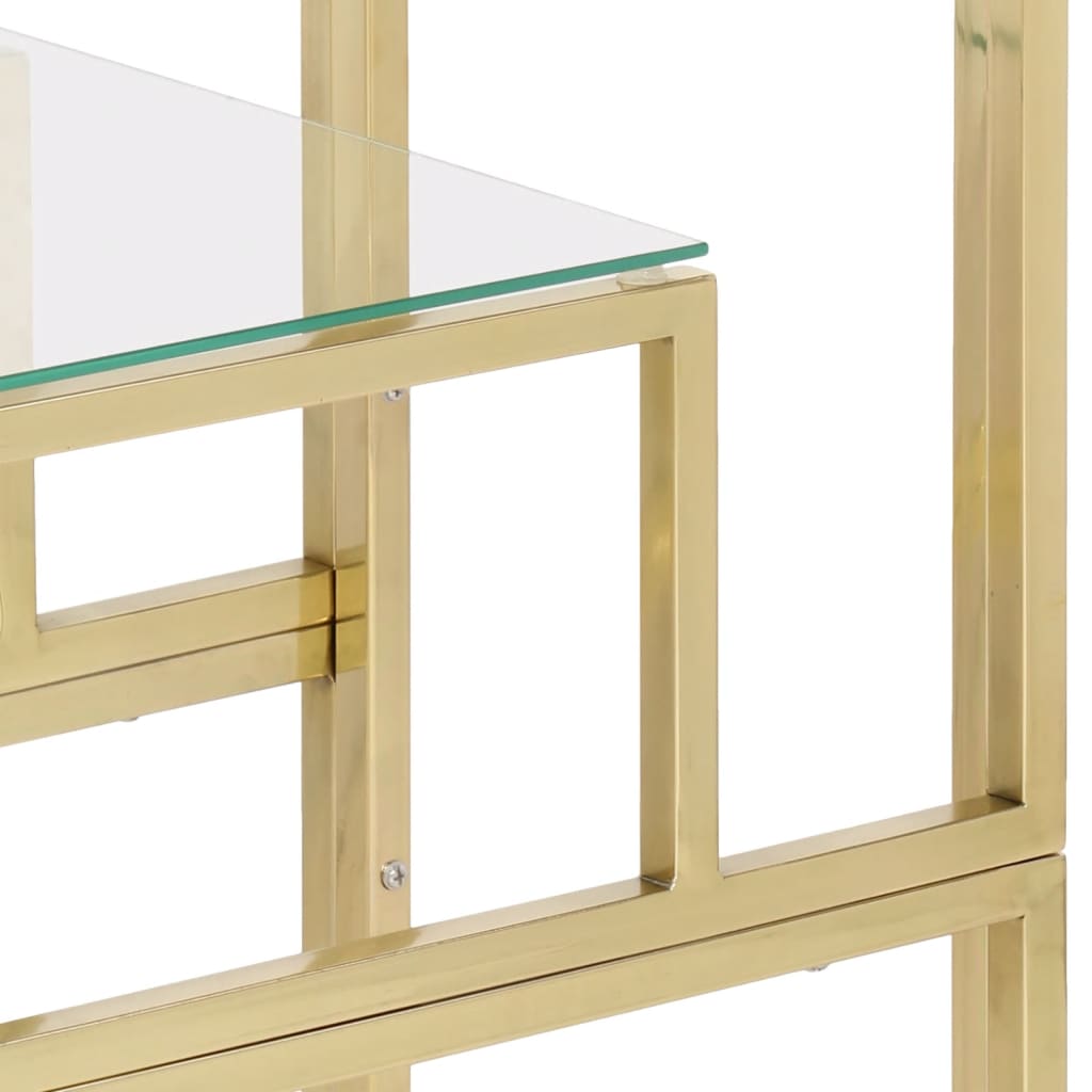 Table console doré acier inoxydable et verre trempé - XIOS