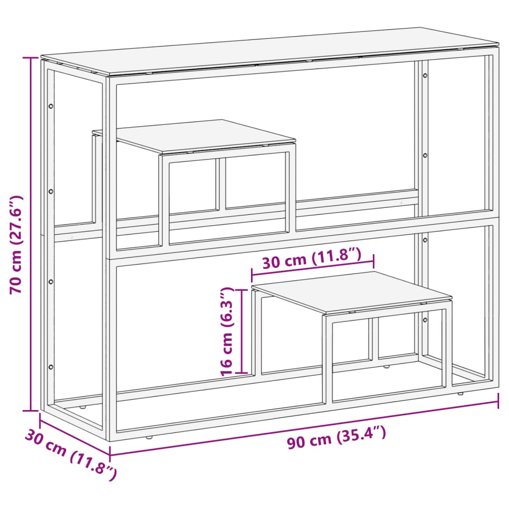 Table console doré acier inoxydable et verre trempé - XIOS