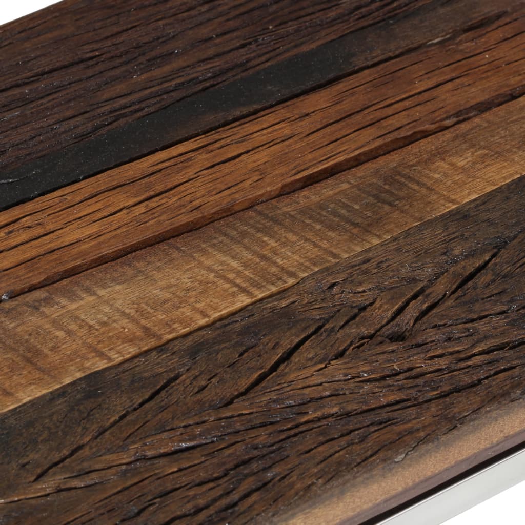 Table console argenté acier inoxydable et bois de mélèze massif - XIOS