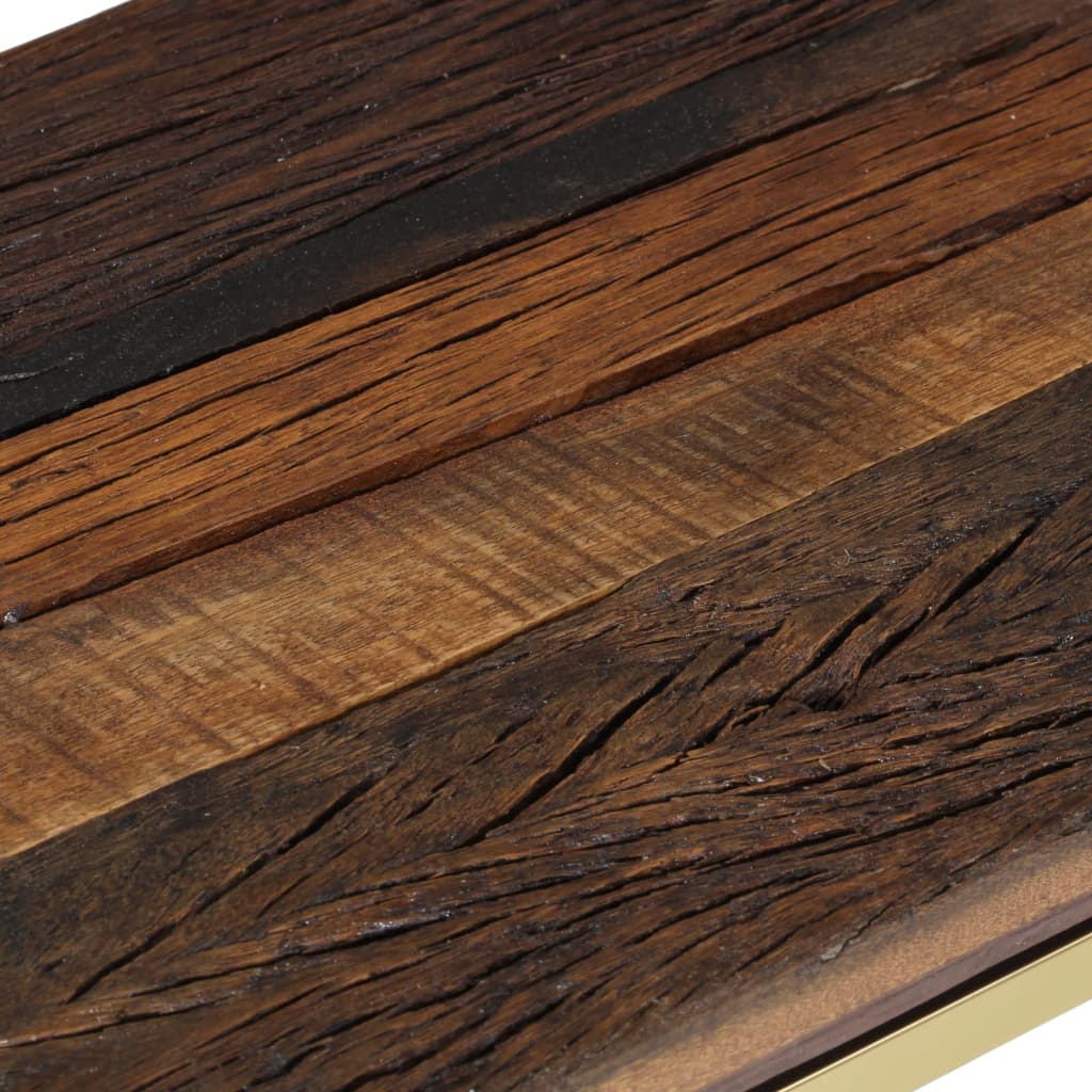 Table console doré acier inoxydable et bois de mélèze massif - XIOS