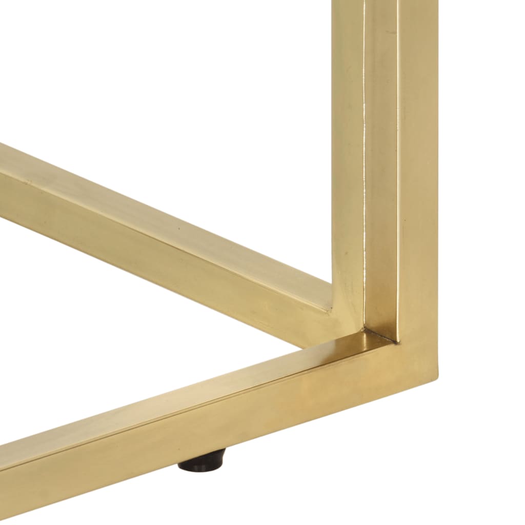 Table console doré acier inoxydable et bois de mélèze massif - XIOS