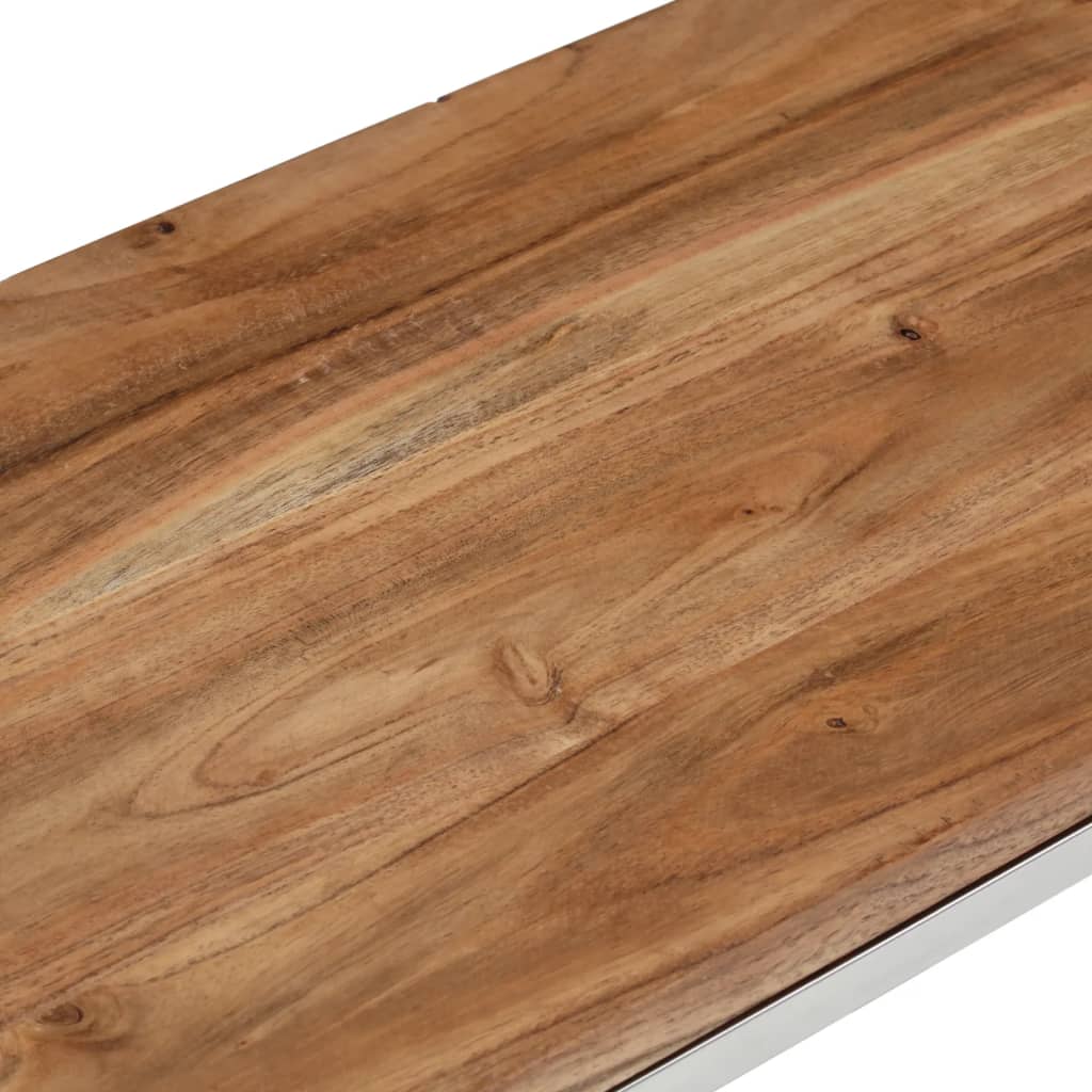 Table console argenté acier inoxydable et bois massif d'acacia - XIOS