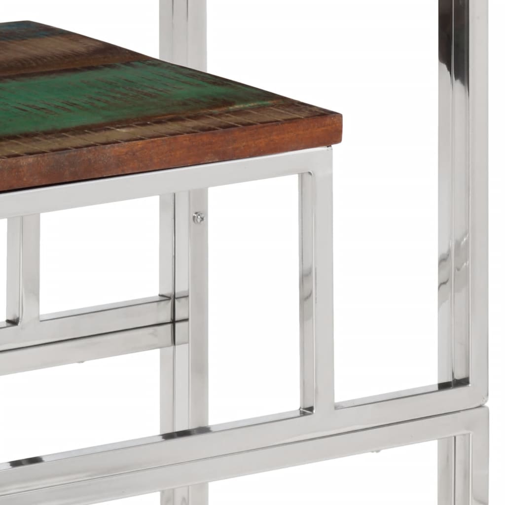 Table console argenté acier inoxydable/bois massif récupération - XIOS