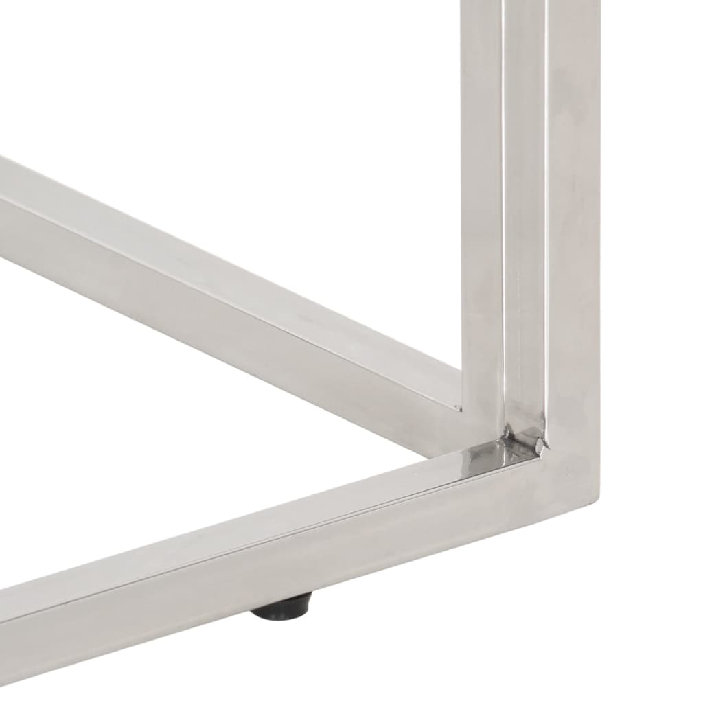 Table basse argenté acier inoxydable et verre trempé - XIOS