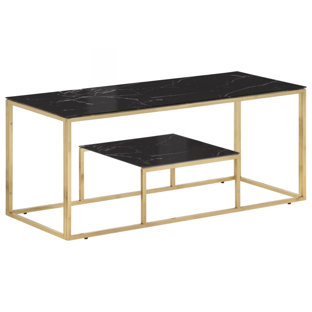 Table basse doré acier inoxydable et verre trempé - XIOS