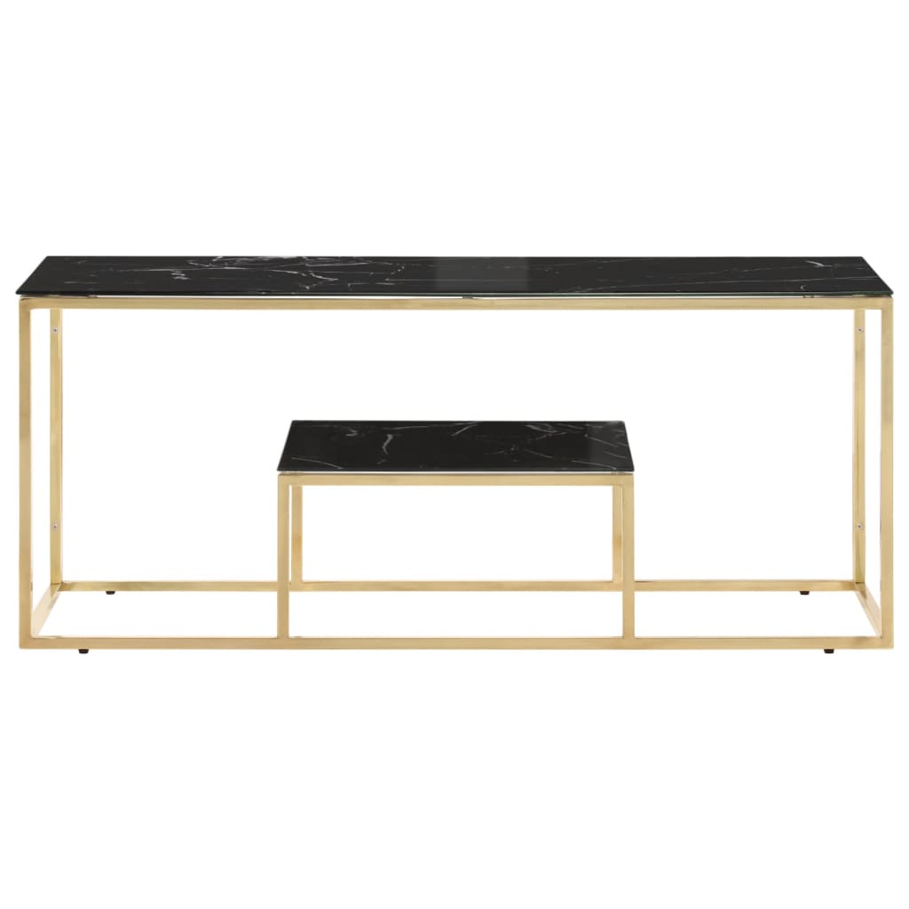 Table basse doré acier inoxydable et verre trempé - XIOS