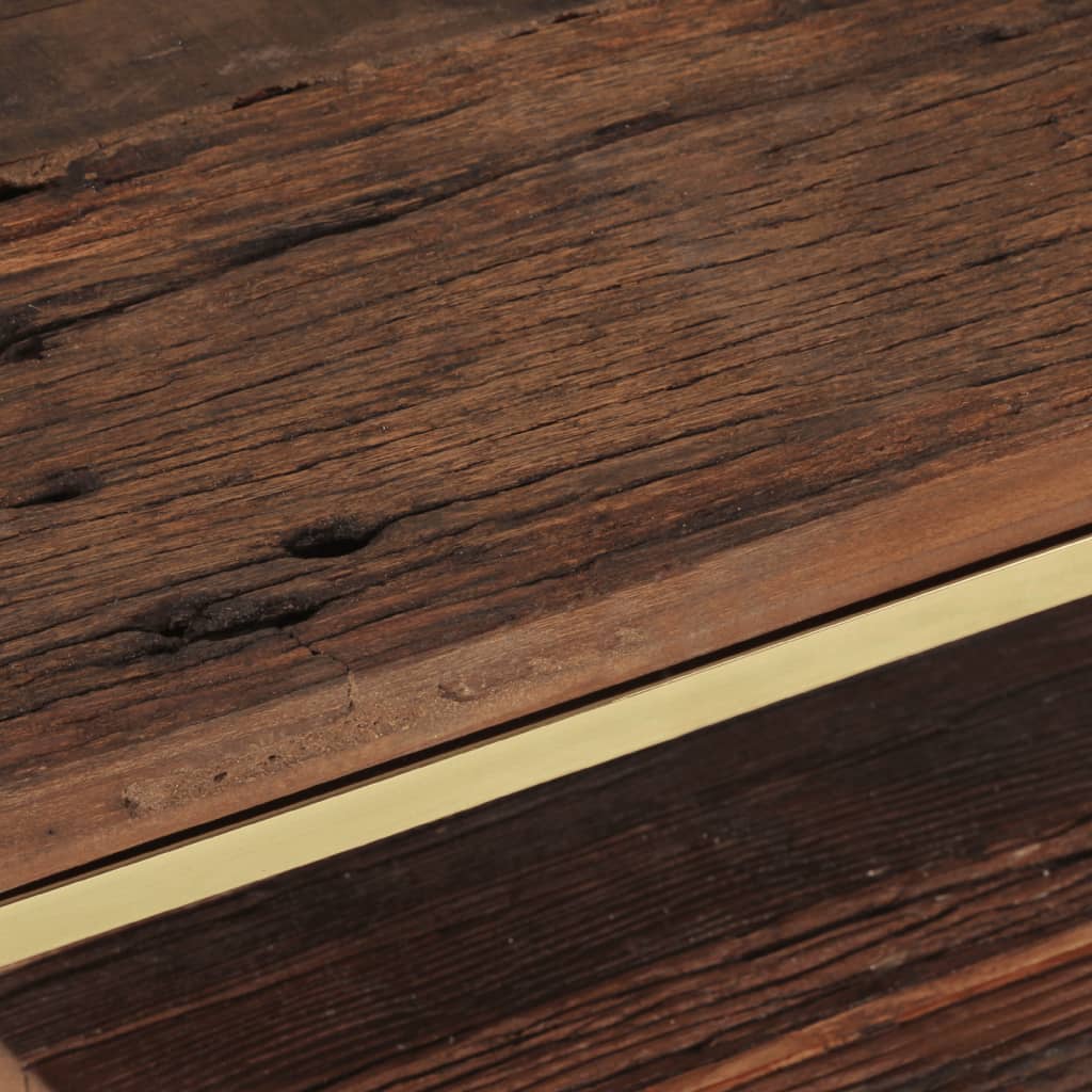 Table basse doré acier inoxydable et bois de mélèze massif - XIOS