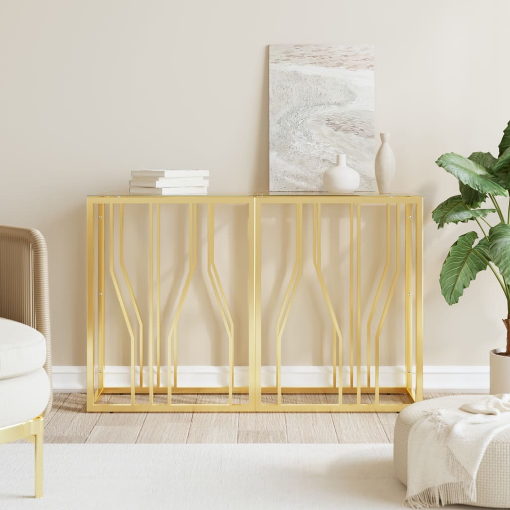 Table console 110x30x70 cm acier inoxydable et verre - XIOS