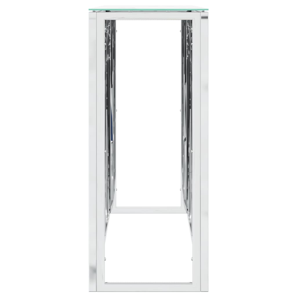 Table console argenté 110x30x70 cm acier inoxydable et verre - XIOS
