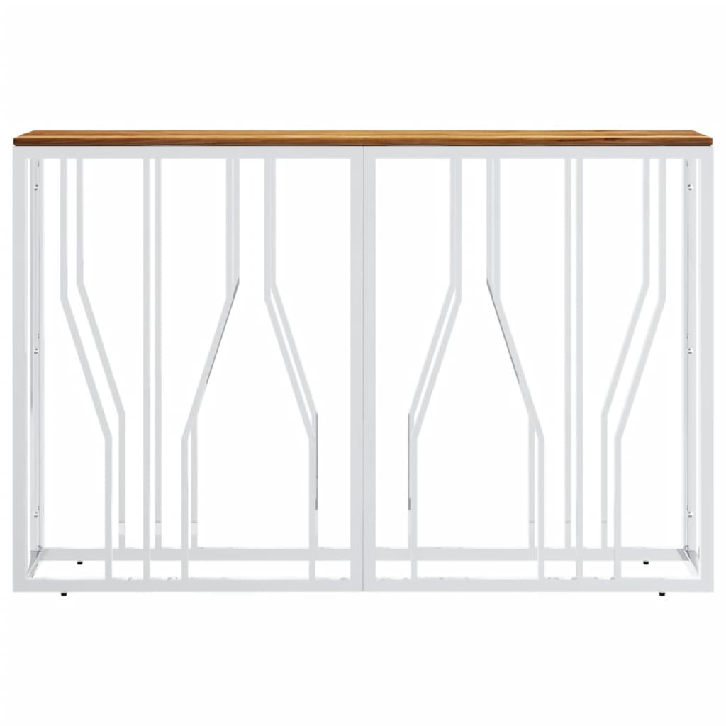 Table console argenté acier inoxydable et bois massif d'acacia - XIOS