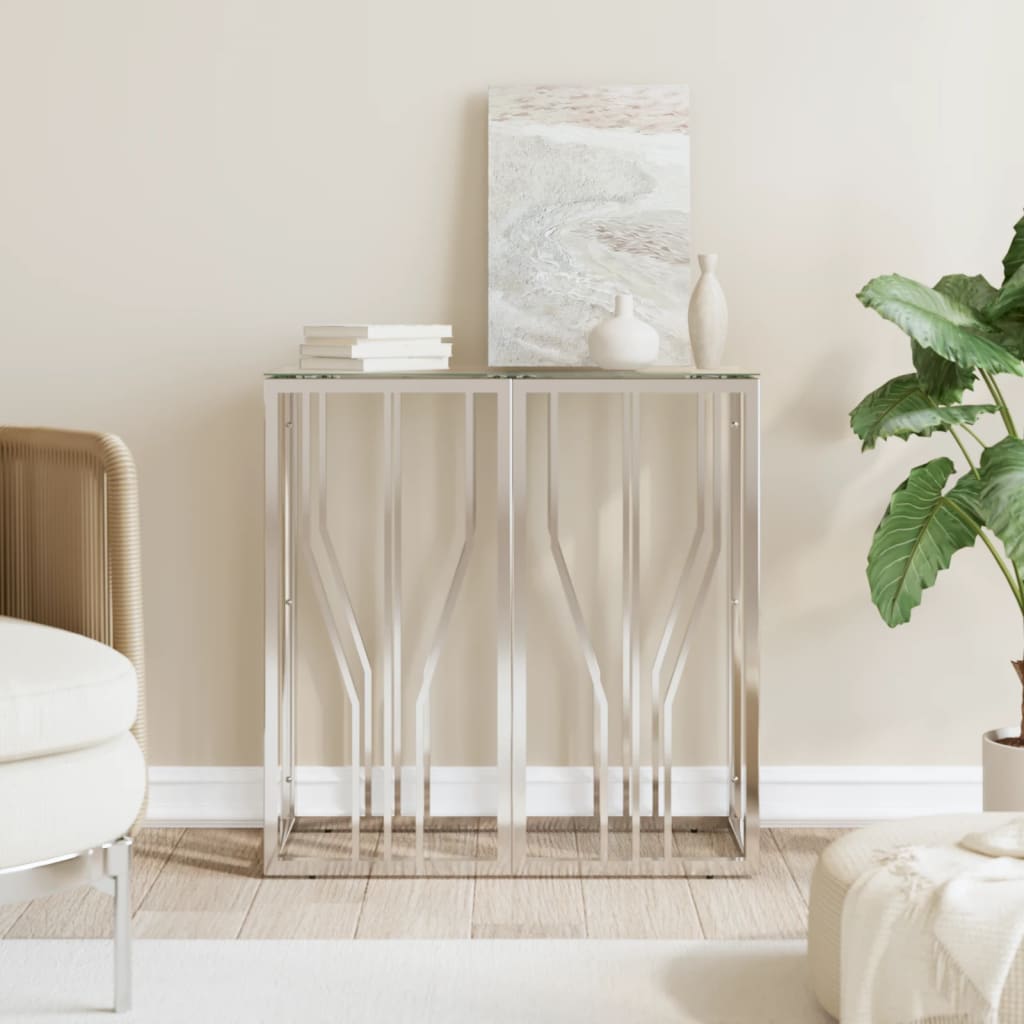 Table console 70x30x70 cm acier inoxydable et verre - XIOS
