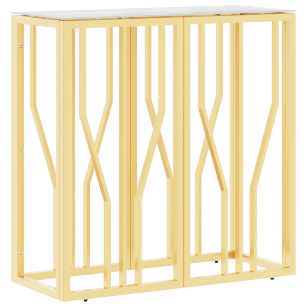 Table console doré 70x30x70 cm acier inoxydable et verre - XIOS