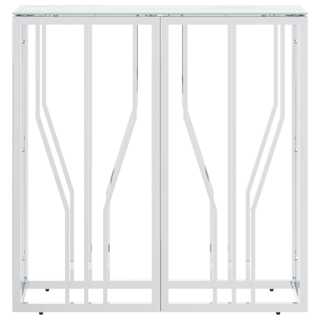 Table console argenté 70x30x70 cm acier inoxydable et verre - XIOS