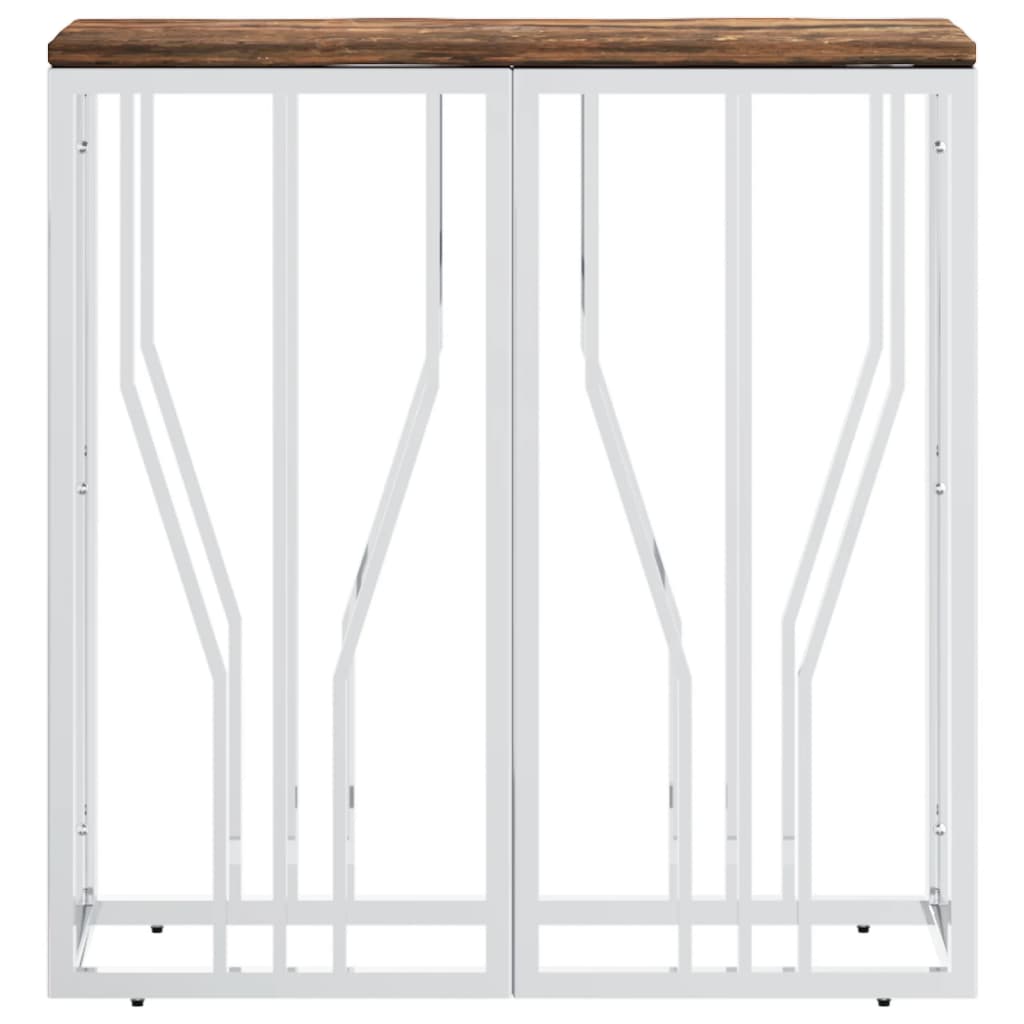 Table console argenté acier inoxydable/bois massif récupération - XIOS