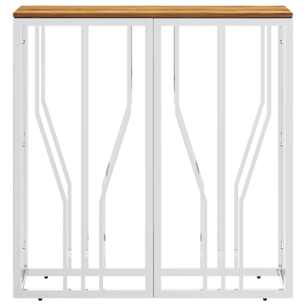 Table console argenté acier inoxydable et bois massif d'acacia - XIOS