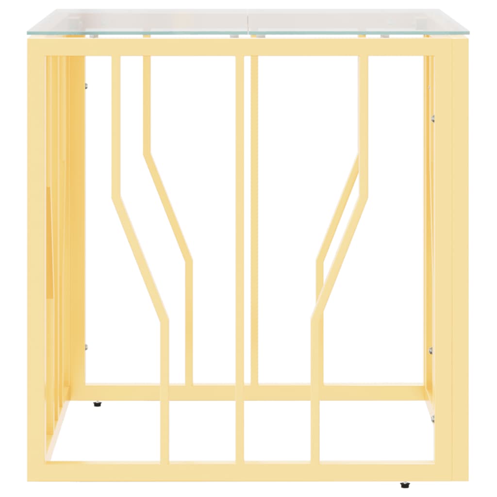 Table basse doré 50x50x50 cm acier inoxydable et verre - XIOS