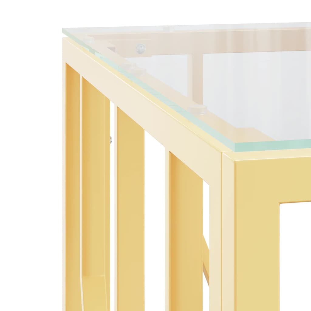 Table basse doré 50x50x50 cm acier inoxydable et verre - XIOS