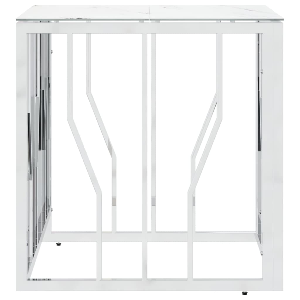 Table basse argenté 50x50x50 cm acier inoxydable et verre - XIOS