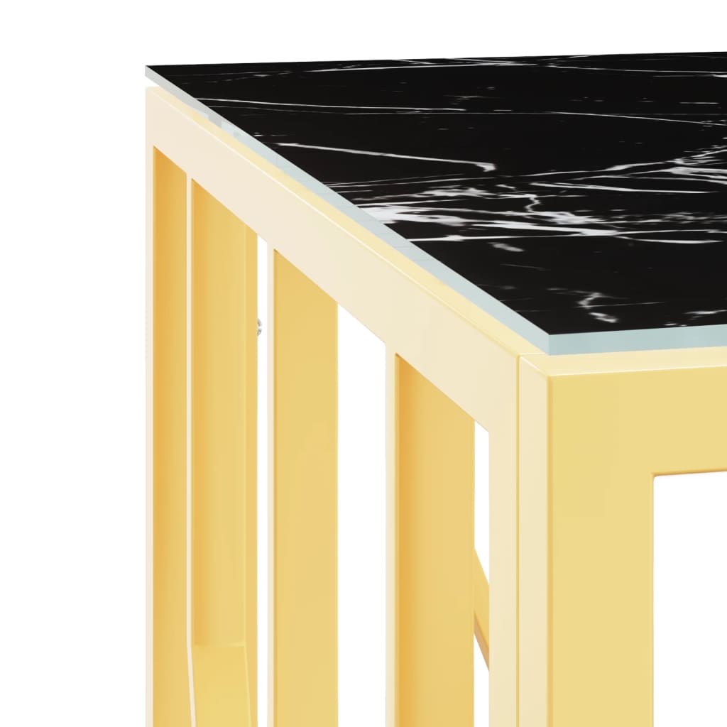 Table basse doré 50x50x50 cm acier inoxydable et verre - XIOS
