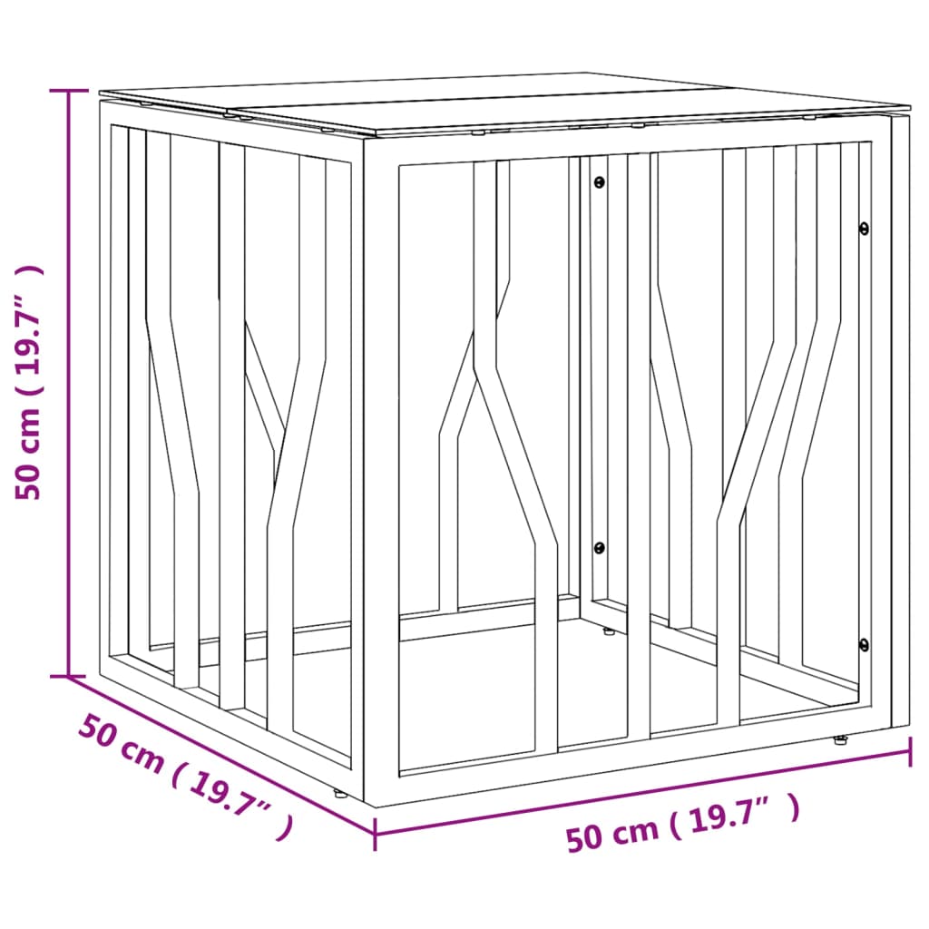 Table basse doré 50x50x50 cm acier inoxydable et verre - XIOS