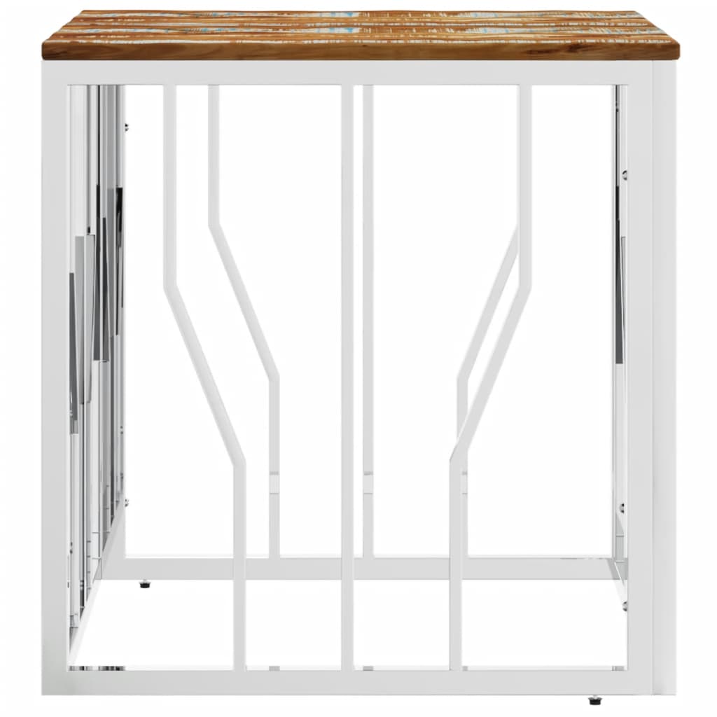 Table basse argenté acier inoxydable/bois massif récupération - XIOS