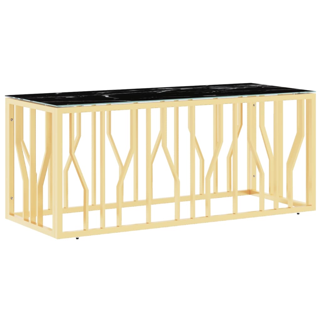 Table basse doré 110x45x45 cm acier inoxydable et verre - XIOS