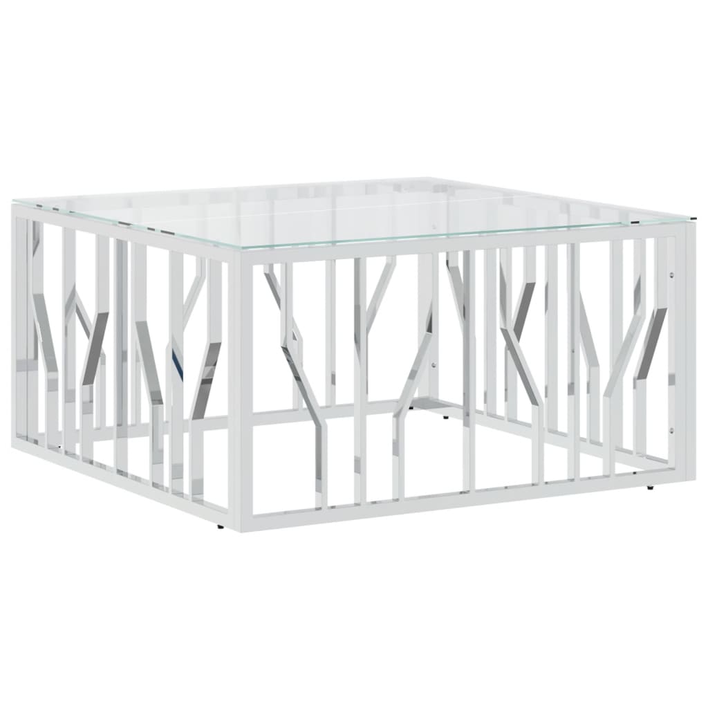 Table basse 80x80x40 cm acier inoxydable et verre - XIOS