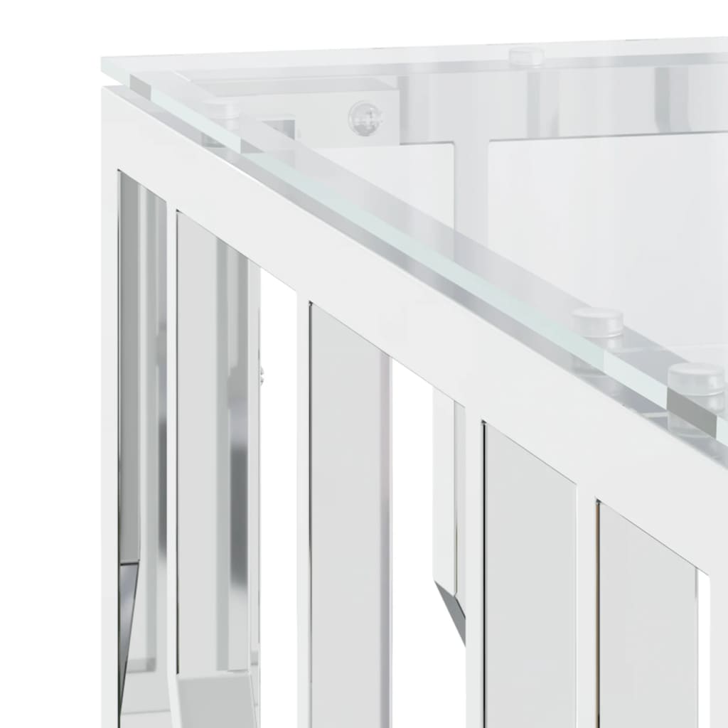 Table basse 80x80x40 cm acier inoxydable et verre - XIOS