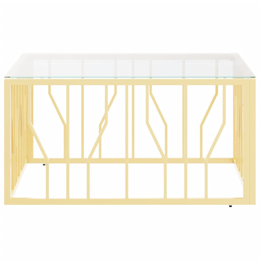 Table basse doré 80x80x40 cm acier inoxydable et verre - XIOS
