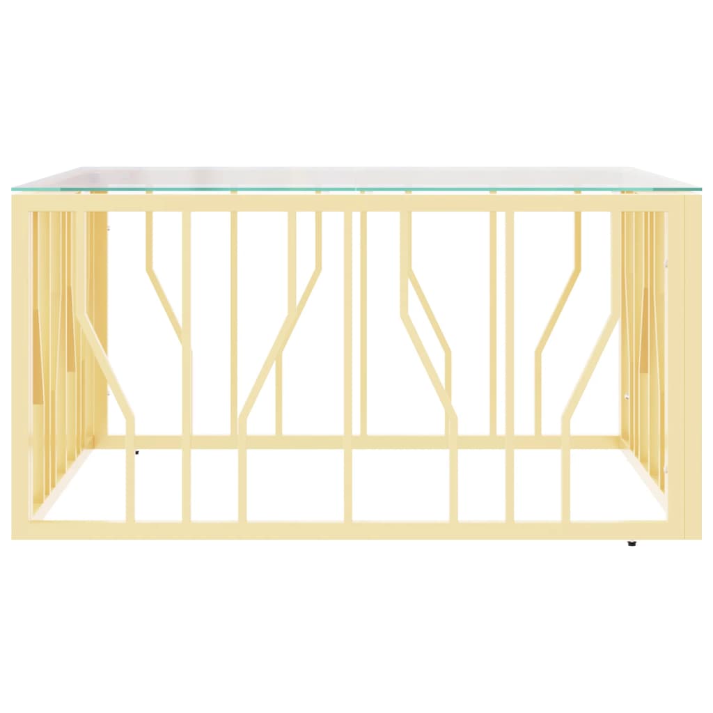 Table basse doré 80x80x40 cm acier inoxydable et verre - XIOS
