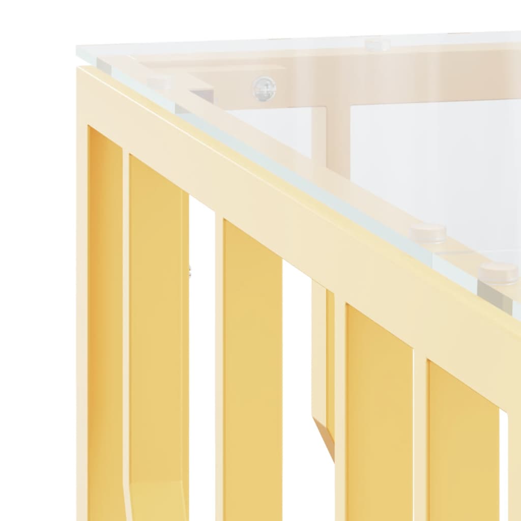 Table basse doré 80x80x40 cm acier inoxydable et verre - XIOS