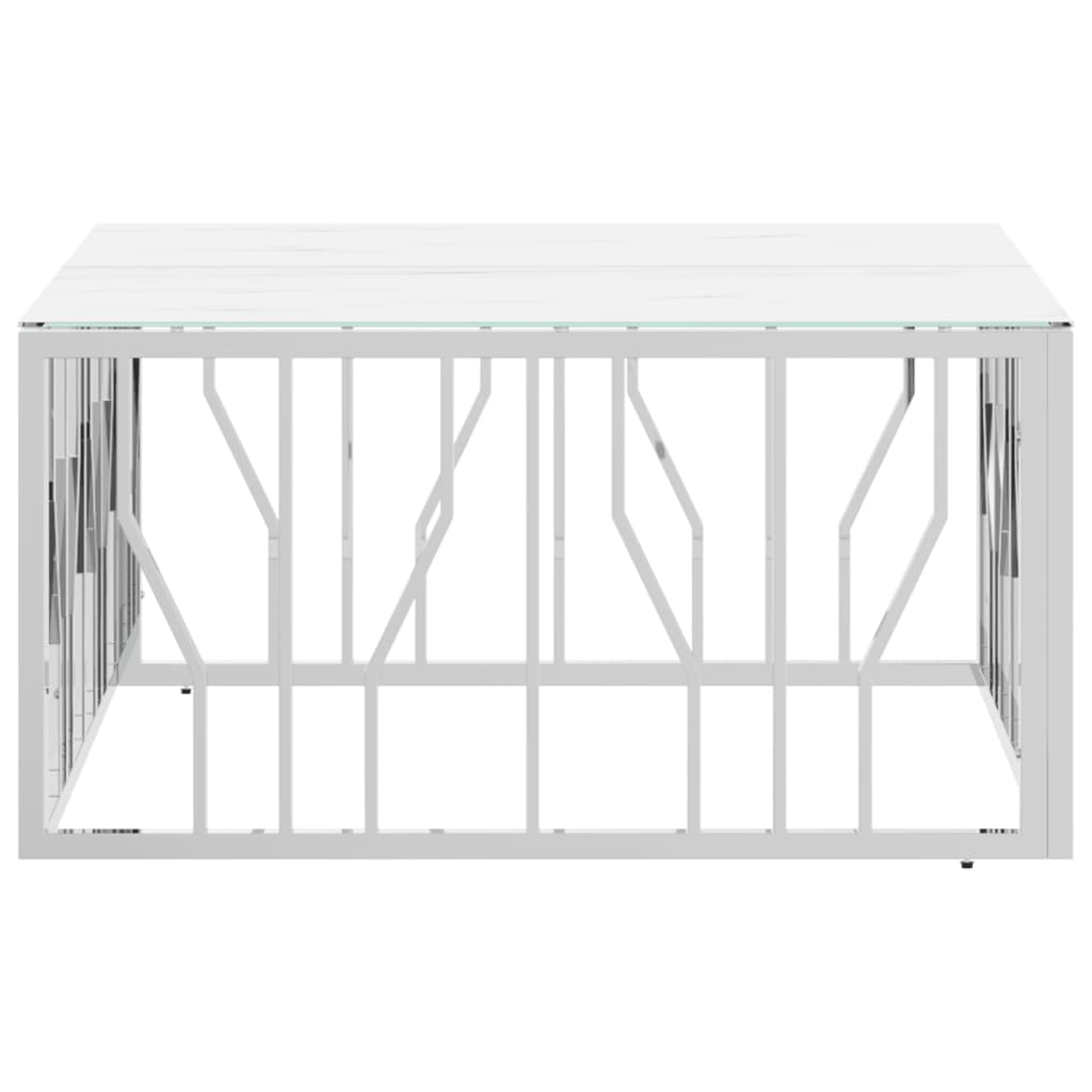 Table basse argenté 80x80x40 cm acier inoxydable et verre - XIOS