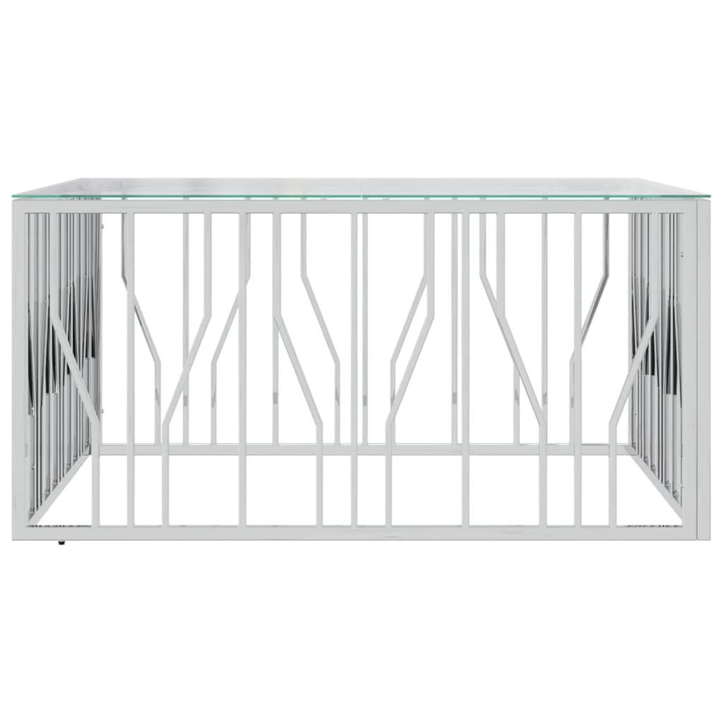 Table basse 100x100x50 cm acier inoxydable et verre - XIOS